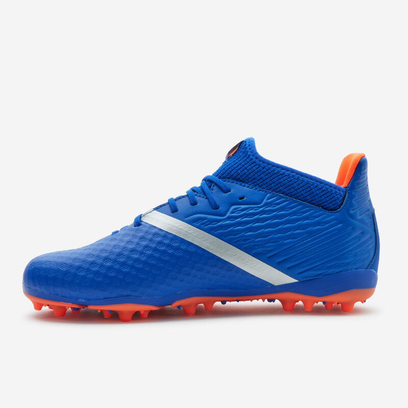 Voetbalschoenen kind Viralto III MG/AG blauw/oranjerood