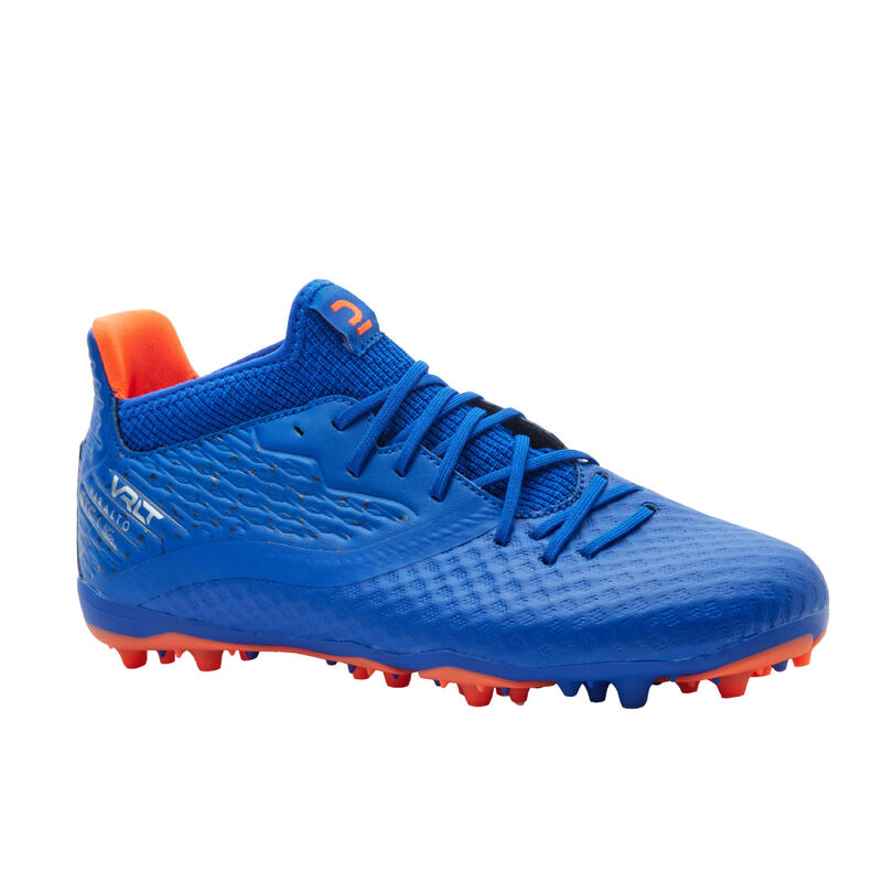 兒童款綁帶足球鞋Viralto III MG/AG-藍色/橘色