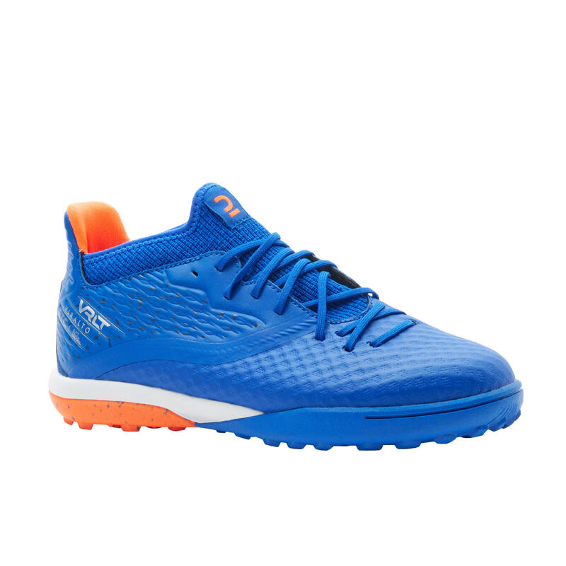 Voetbalschoenen voor kinderen Viralto III turf TF met veters blauw oranje