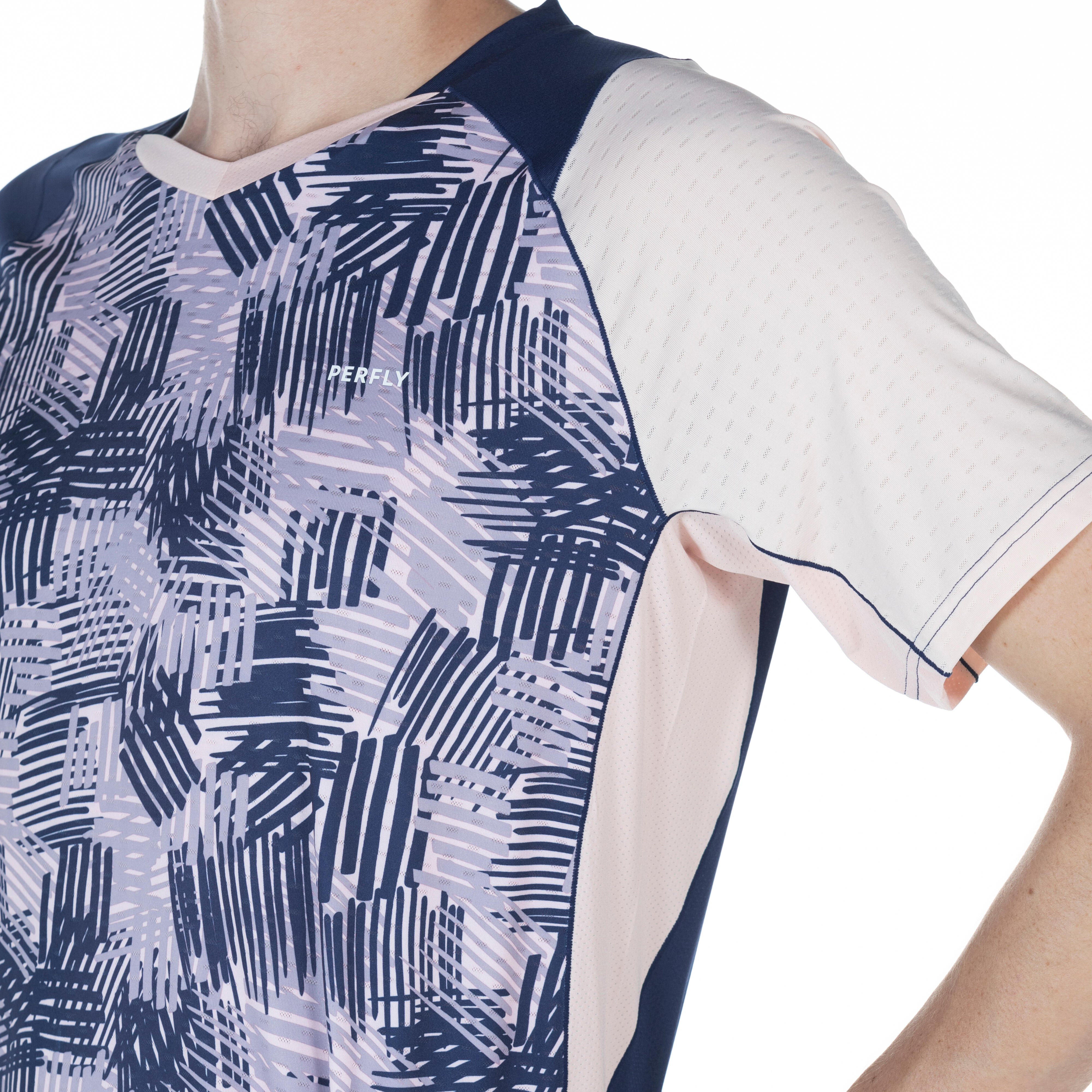 Men Badminton T-Shirt Lite 560 Navy Blue Pink