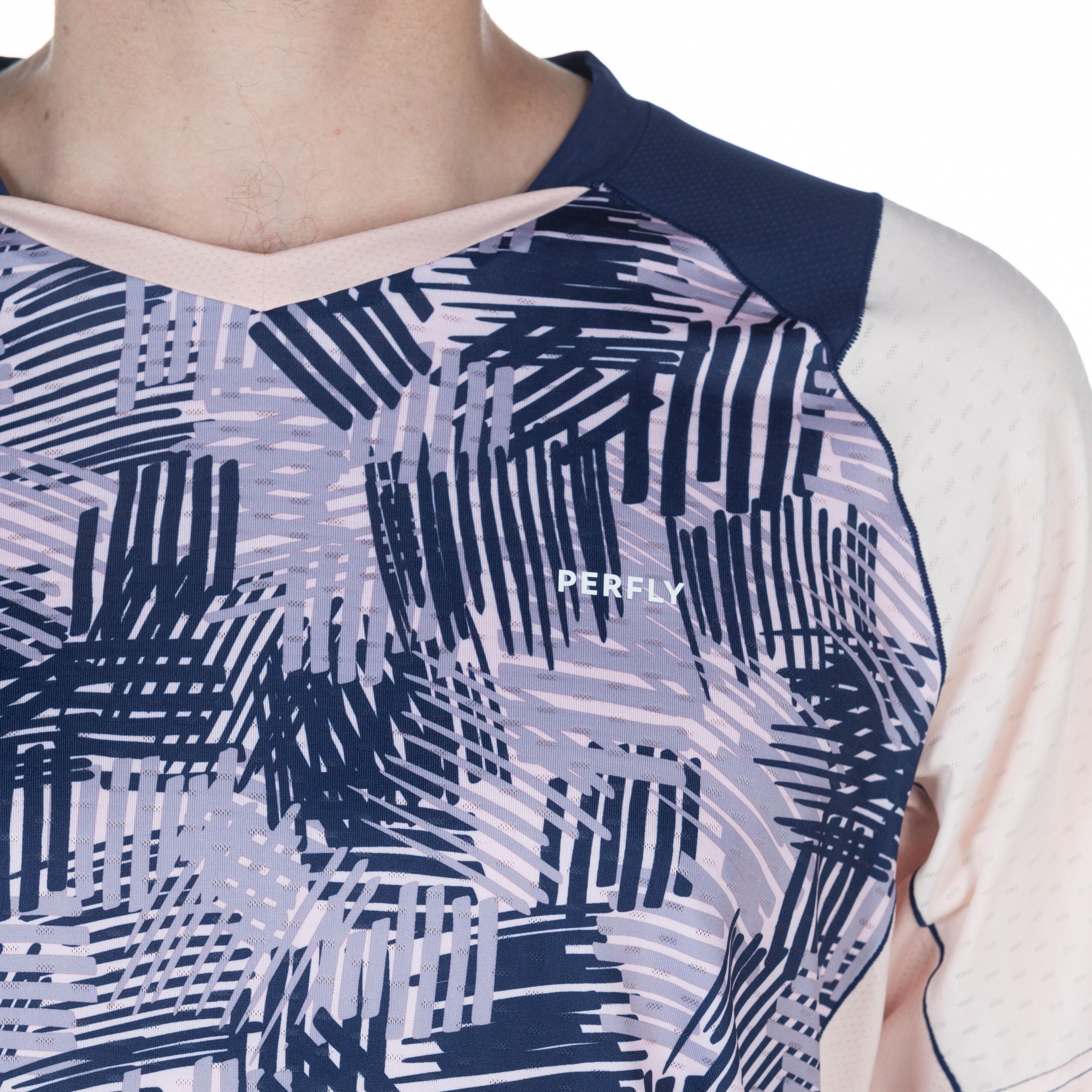 Men Badminton T-Shirt Lite 560 Navy Blue Pink