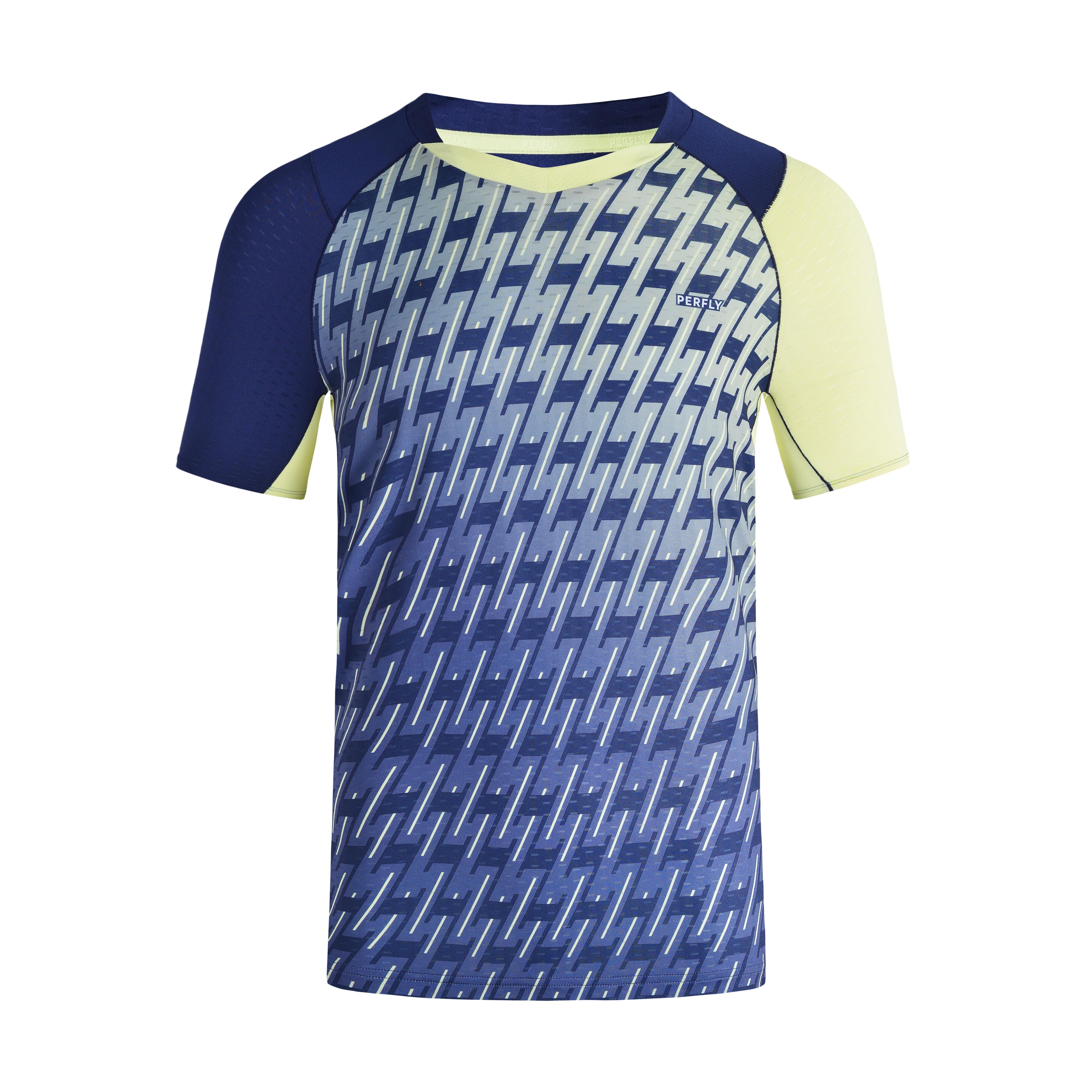 Men Badminton T-Shirt Lite 560 Navy Fluo Lime