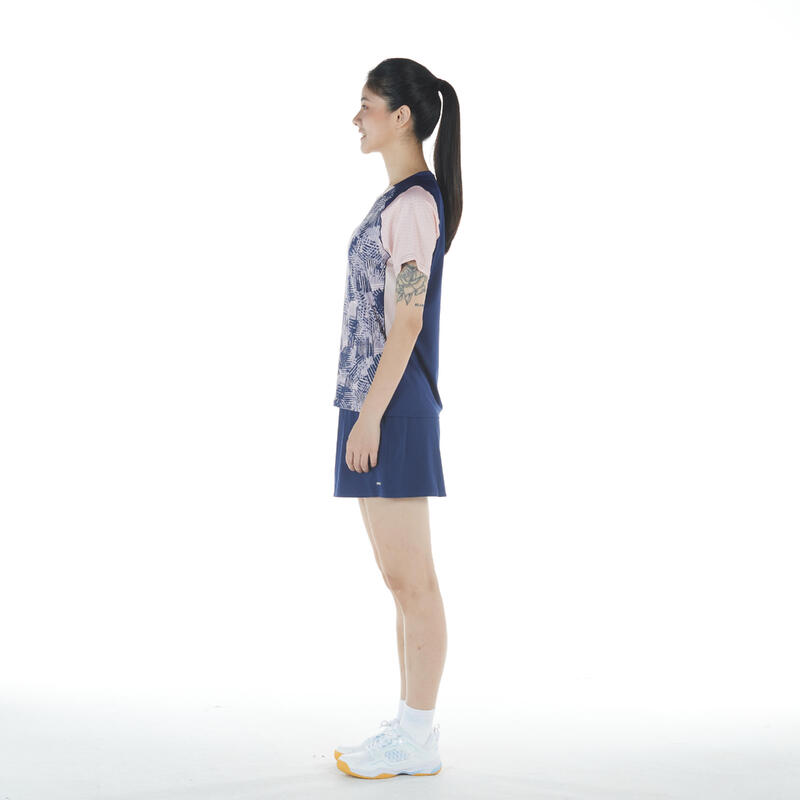 WOMEN BADMINTON T SHIRT LITE 560 NAVY PINK