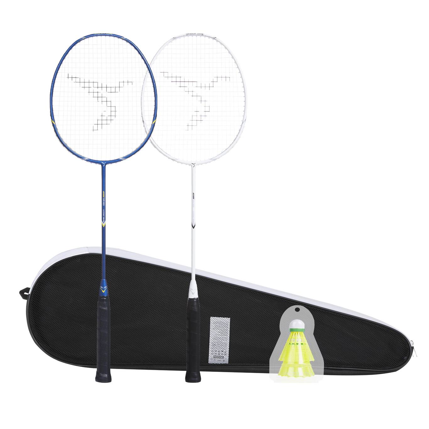 ADULT BADMINTON RACKET BR 500 SET BLUE WHITE ADULT BADMINTON RACKET BR 500 SET BLUE WHITE