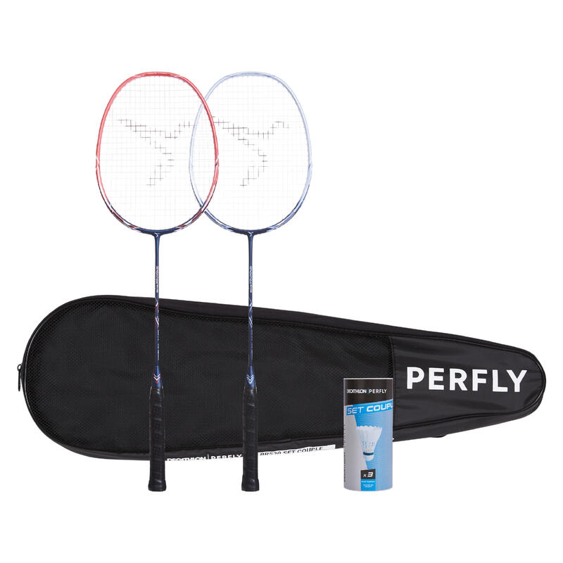 ADULT BADMINTON RACKET BR 530 SET COUPLE PINK BLUE