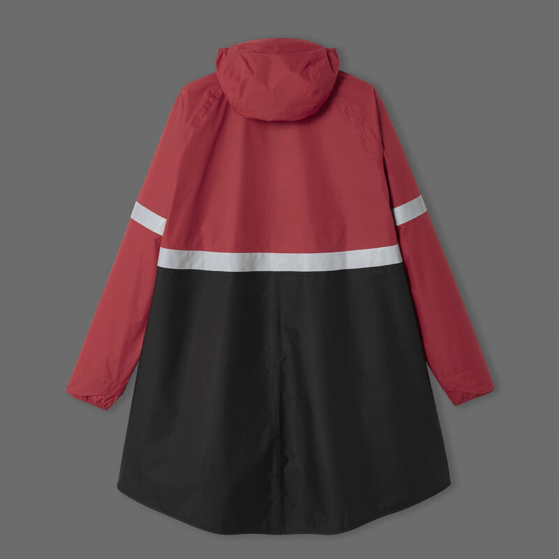 PONCHO PLUIE VISIBILITE NUIT VELO VILLE 540 NOIR ROUGE