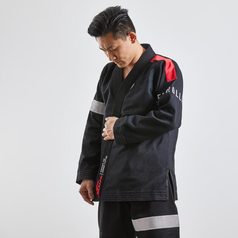 Kimono Kampfsportanzug Damen/Herren Brasilianisches Jiu-Jitsu BJJ - 500 schwarz