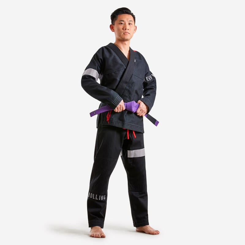 Kimono Kampfsportanzug Damen/Herren Brasilianisches Jiu-Jitsu BJJ - 500 schwarz