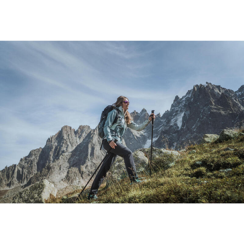 Regenjas voor bergwandelen dames MH500 grijs blauw