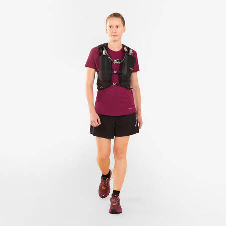 WOMEN'S SHORT-SLEEVED TRAIL RUNNING T-SHIRT GRAPH-RASPBERRY