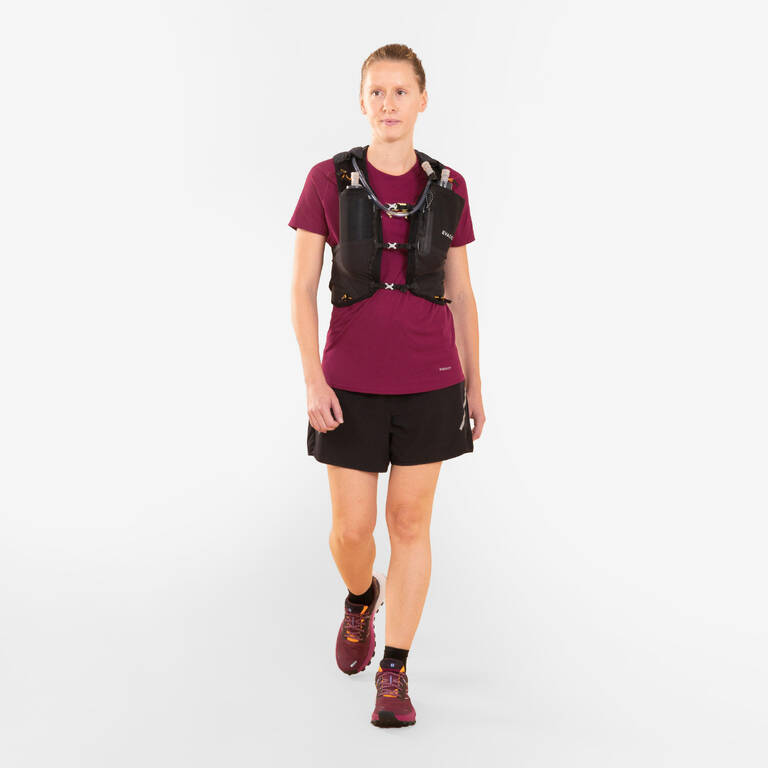 WOMEN'S SHORT-SLEEVED TRAIL RUNNING T-SHIRT GRAPH-RASPBERRY