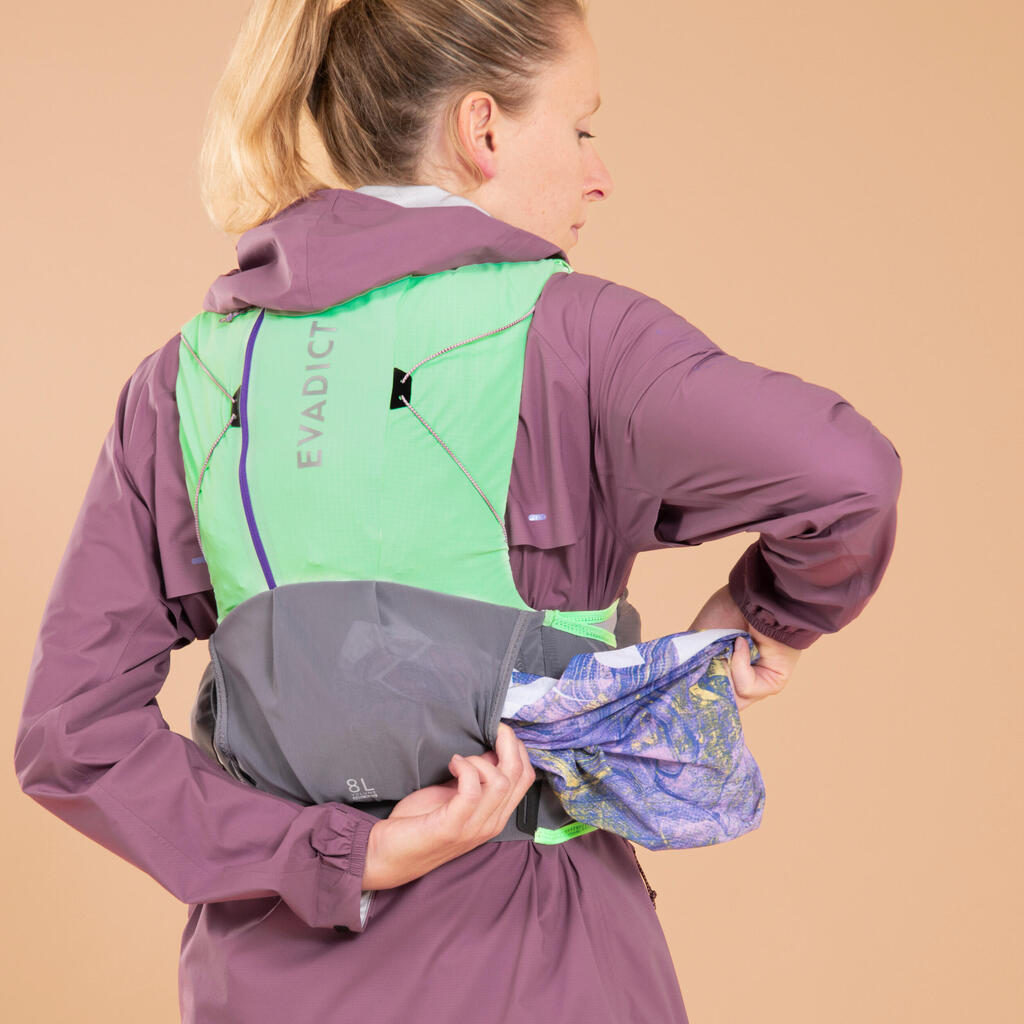 8L WOMEN'S TRAIL RUNNING BAG - MINT GREEN SOLD WITH 2 500ML FLASKS