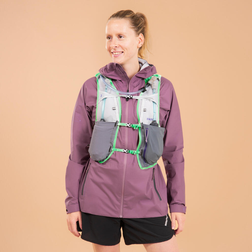 8L WOMEN'S TRAIL RUNNING BAG - MINT GREEN SOLD WITH 2 500ML FLASKS