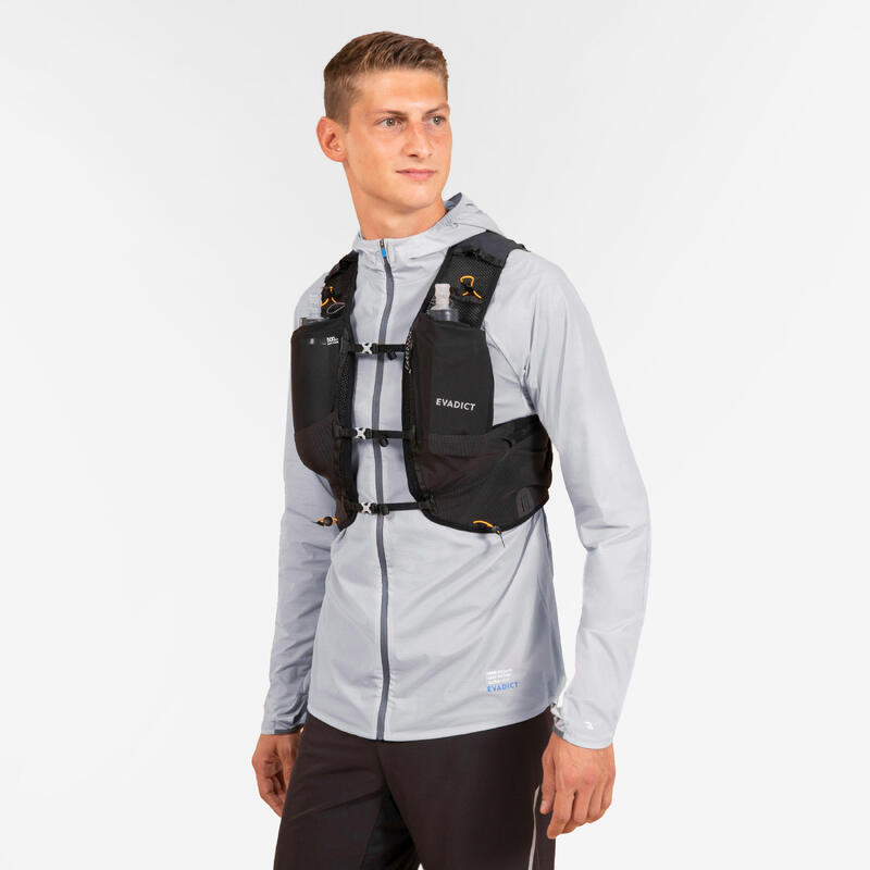 SAC TRAIL RUNNING 10L MIXTE NOIR - VENDU AVEC POCHE À EAU 1L