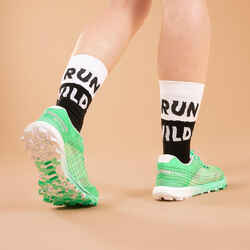 RUN900 RUN WILD THICK MIDCALF RUNNING SOCKS - WHITE BLACK