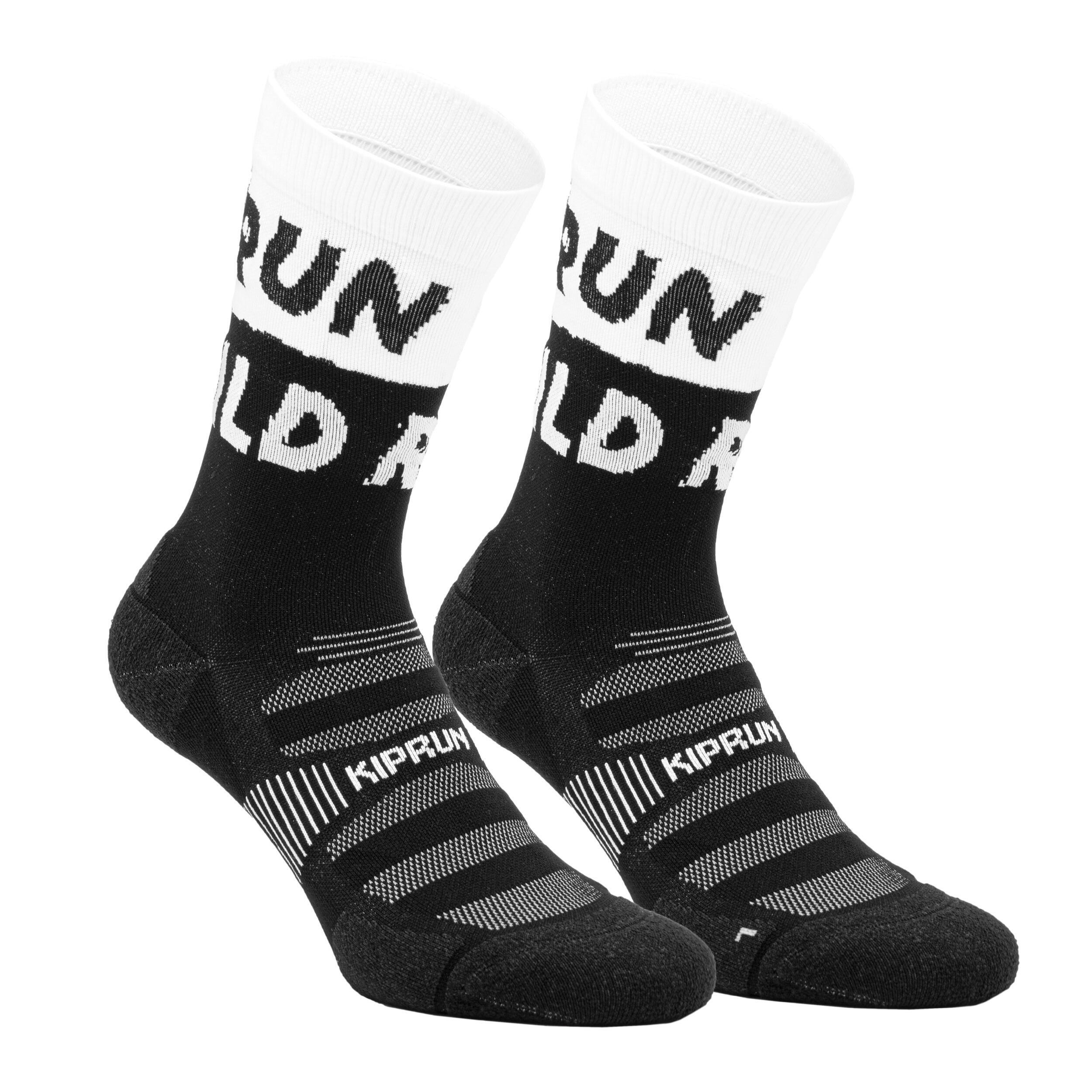 RUN900 RUN WILD THICK MIDCALF RUNNING SOCKS - WHITE BLACK 2/21