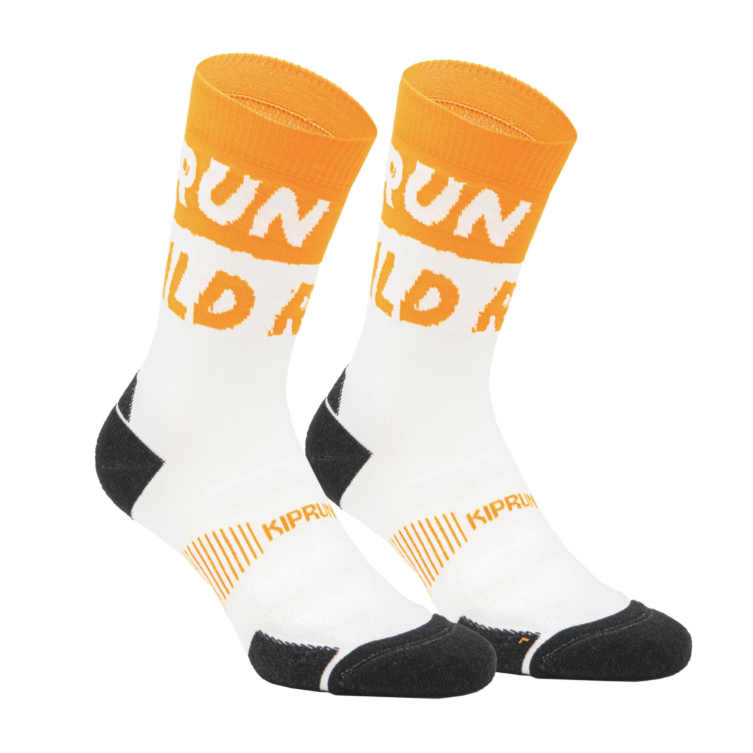 KIPRUN RUN900 RUN WILD THICK MIDCALF RUNNING SOCKS - ORANGE