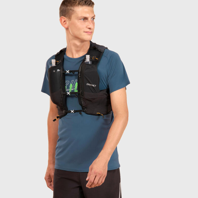 SAC TRAIL RUNNING 10L MIXTE NOIR - VENDU AVEC POCHE À EAU 1L