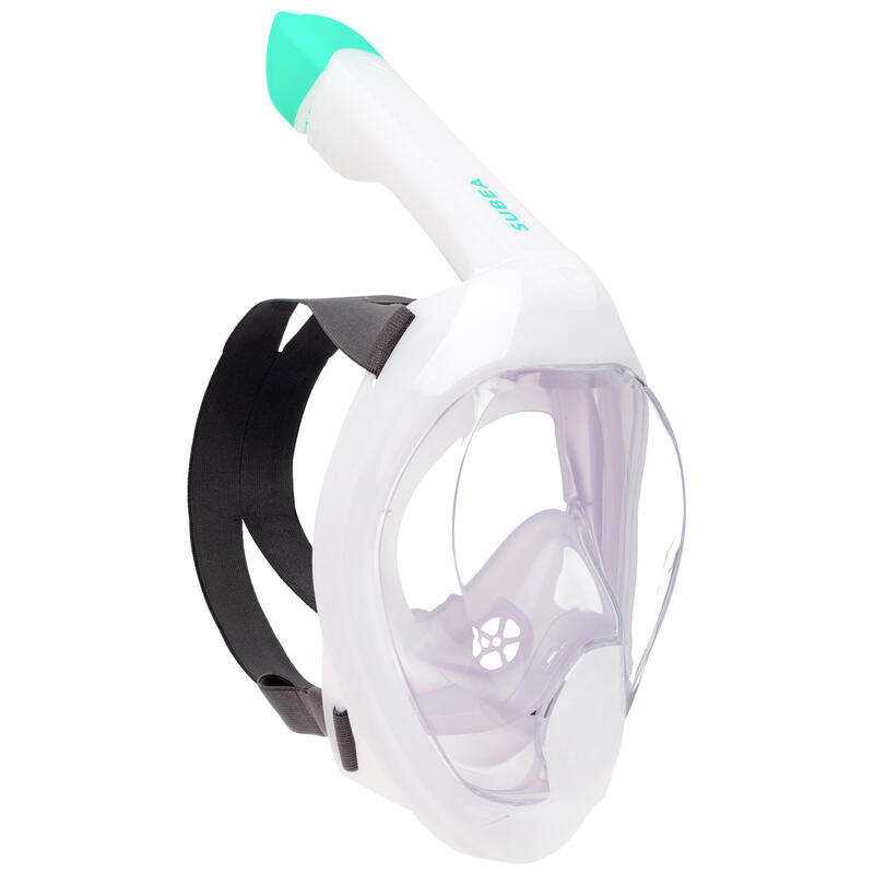 Maschera snorkeling adulto EASYBREATH 540 FREETALK superficie valvola acustica lilla