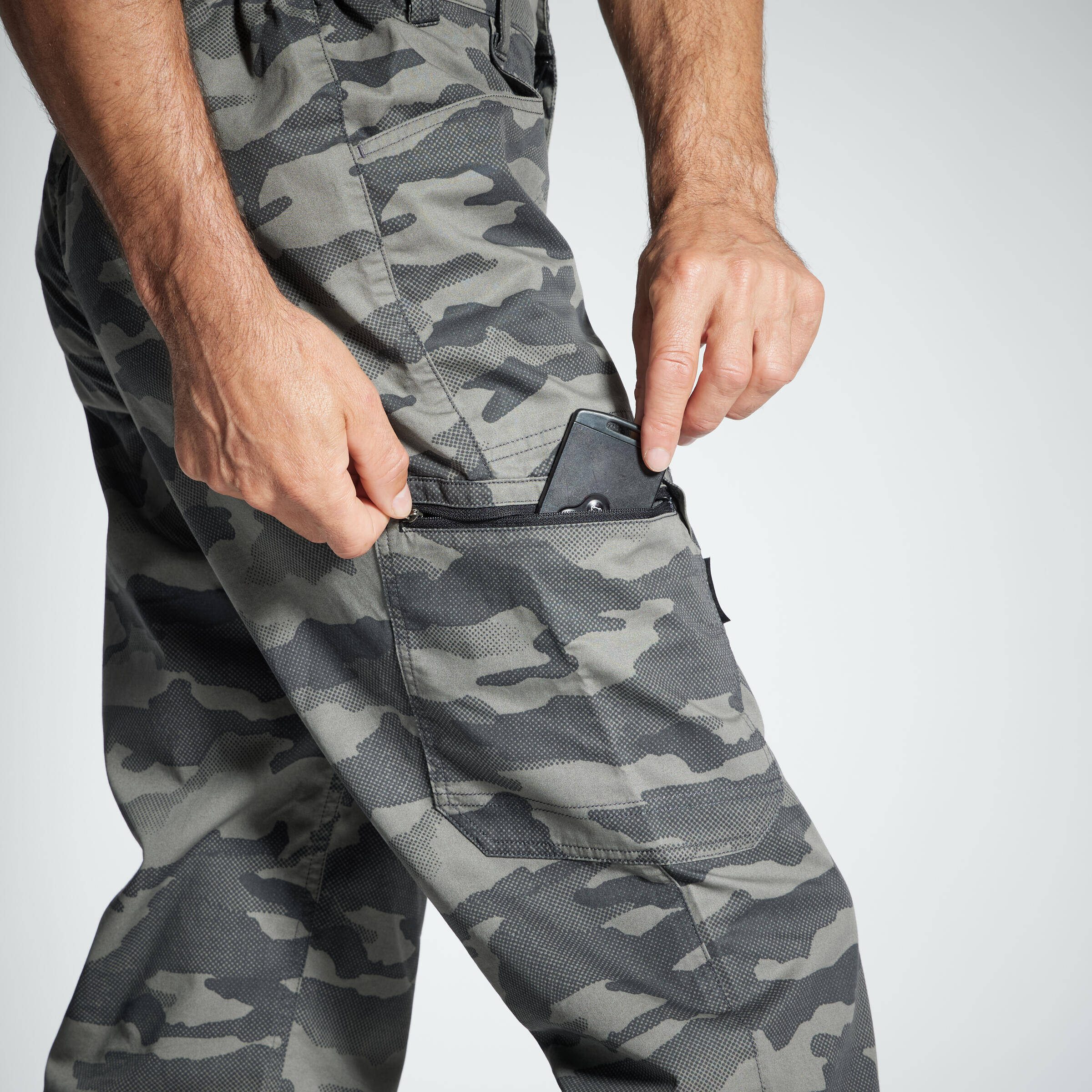 Men Breathable Lightweight Travel Cargo Trousers Pants 100 - Halftone Grey -  4