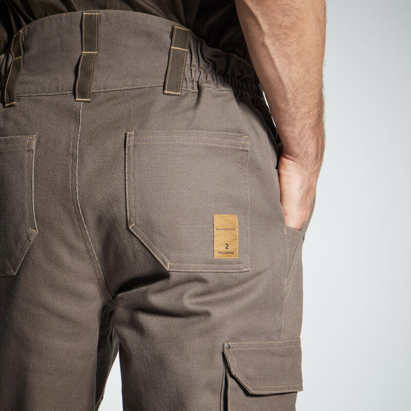 Pantalón De Caza Hombre Solognac 500 Worker Marrón Cálido Algodón Resistente