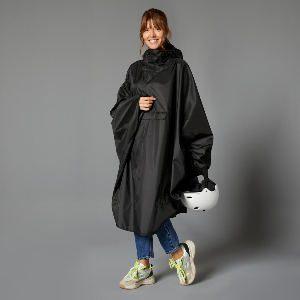 100 City Cycling Rain Poncho - Black