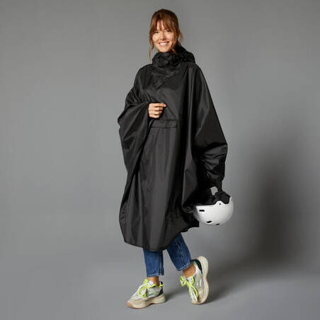 100 City Cycling Rain Poncho - Black