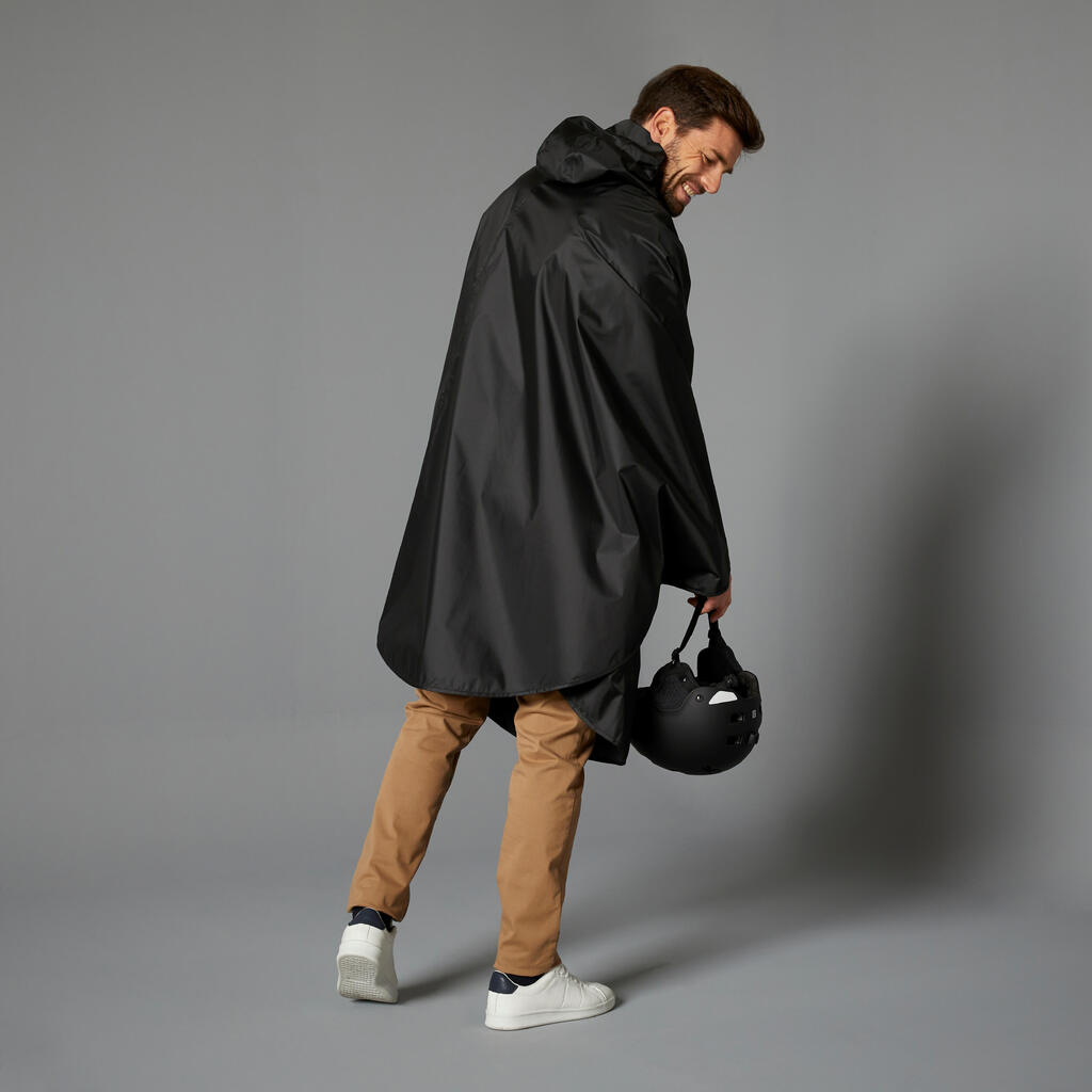 100 City Cycling Rain Poncho - Black