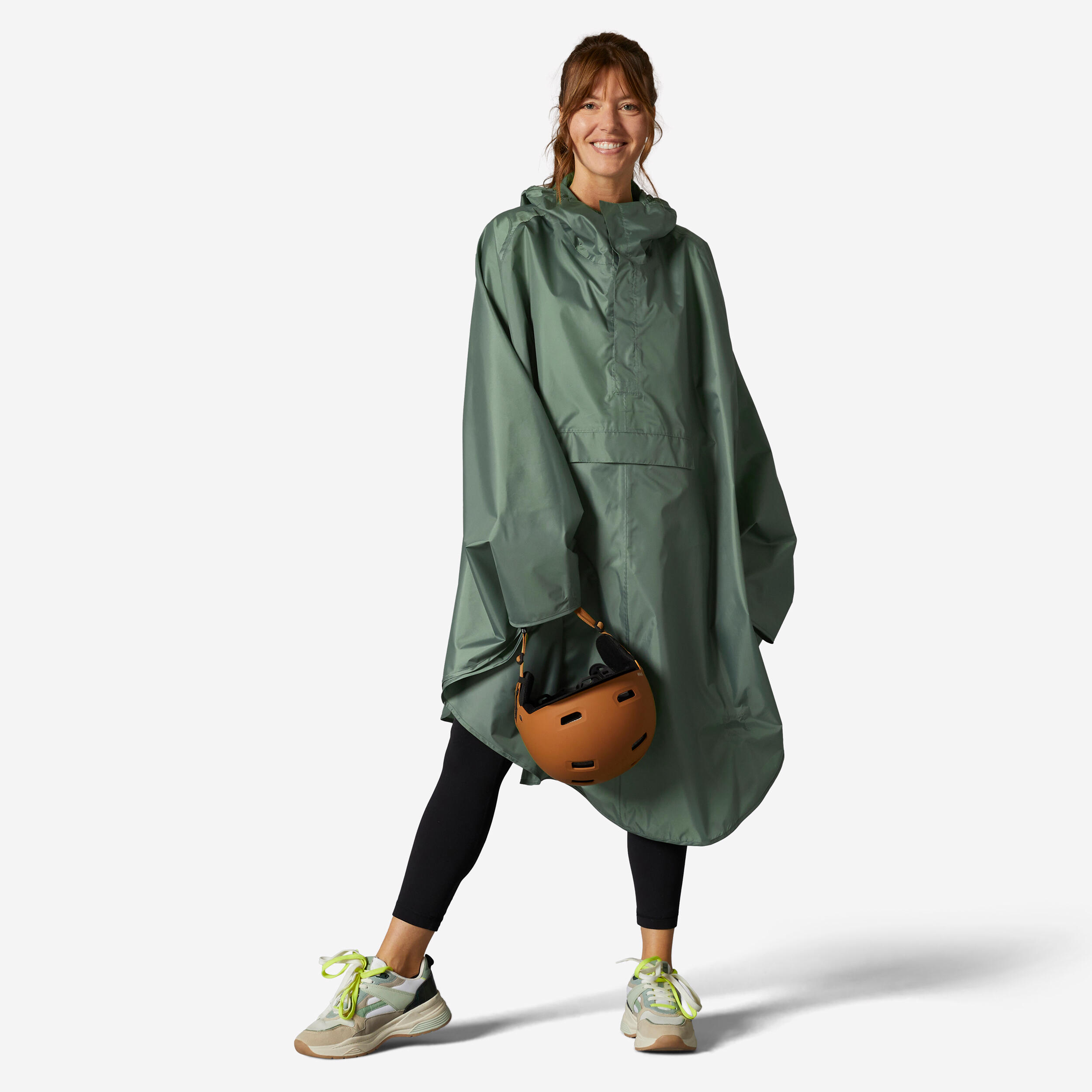 City Bike Rain Poncho 100 - Green 1/11