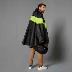 Daytime Visibility City Bike Rain Poncho 120 - Black/Neon Yellow