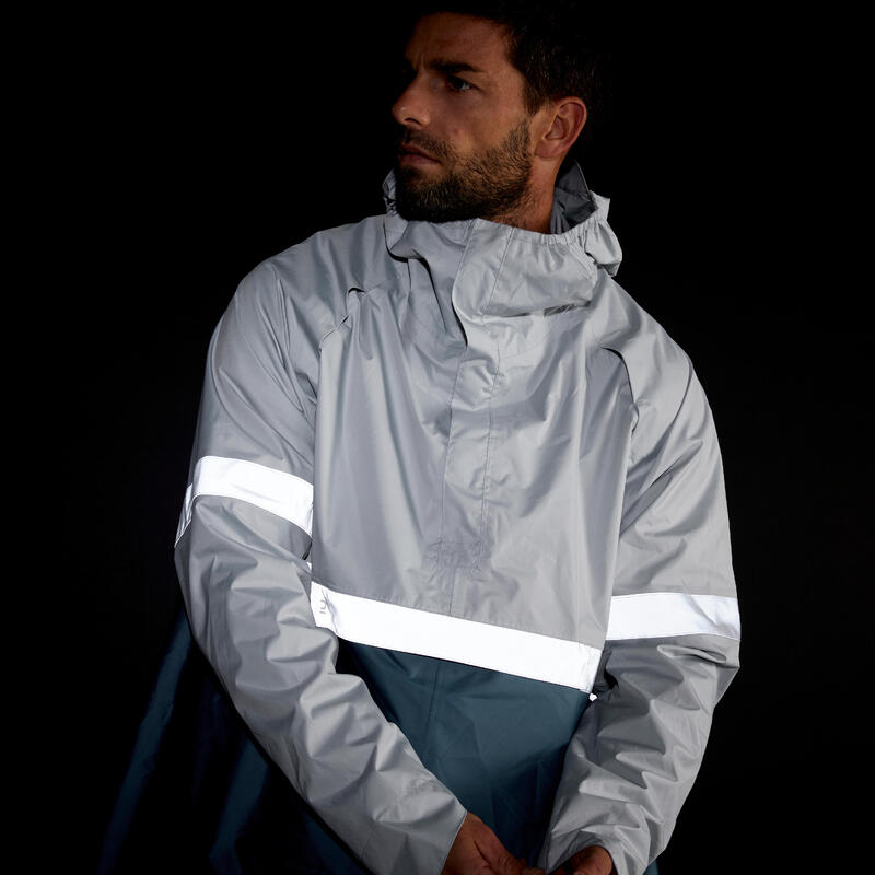 Poncho Ciclismo Urbano 540 Azul/Gris Visibilidad Noche Impermeable