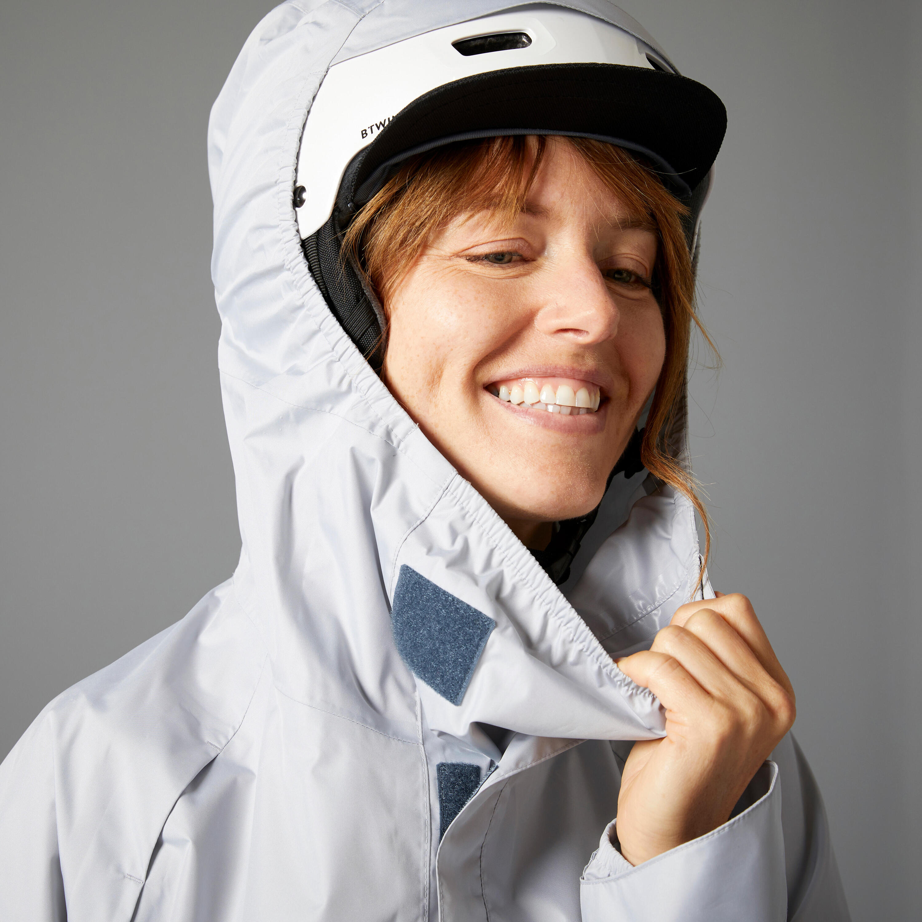 PONCHO PLUIE VISIBILITE NUIT VELO VILLE 540 BLEU GRIS 10/22