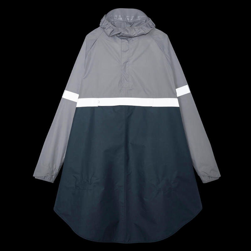 Poncho Ciclismo Urbano 540 Azul/Gris Visibilidad Noche Impermeable