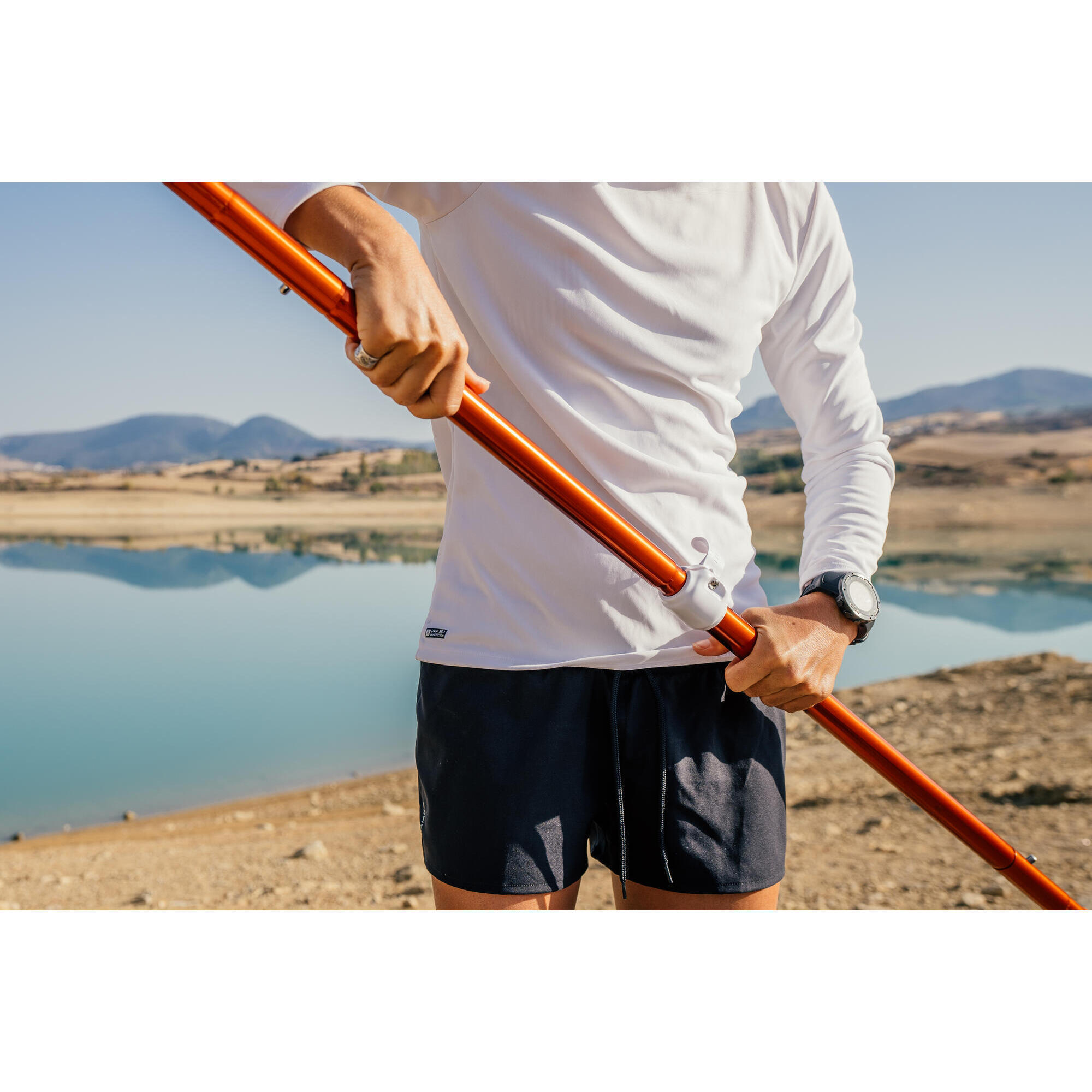 Pagaia de kayak/packraft simétrica desmontável regulável 4 partes 205-215cm 18/20
