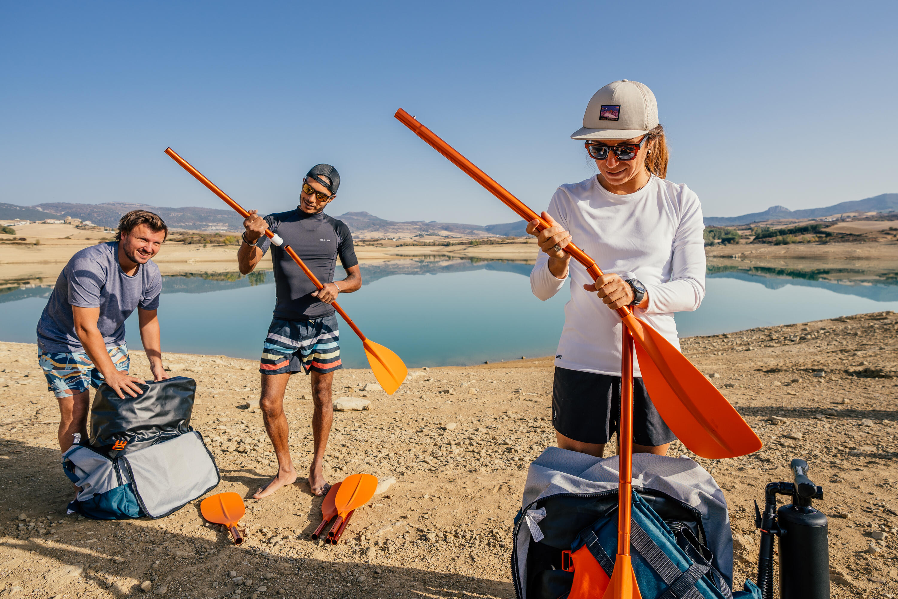 Pagaia de kayak/packraft simétrica desmontável regulável 4 partes 205-215cm 2/20