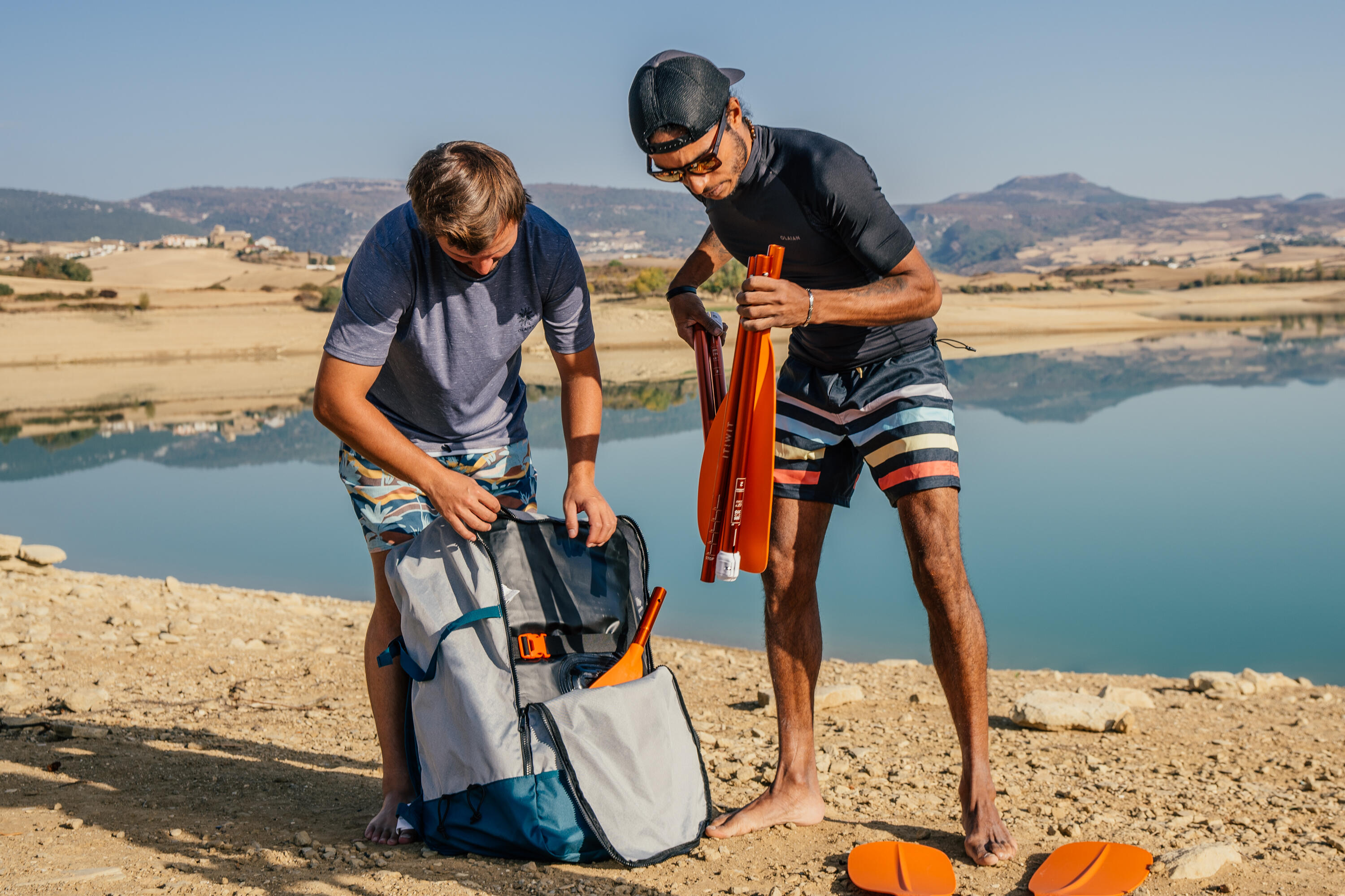Pagaia de kayak/packraft simétrica desmontável regulável 4 partes 205-215cm 20/20