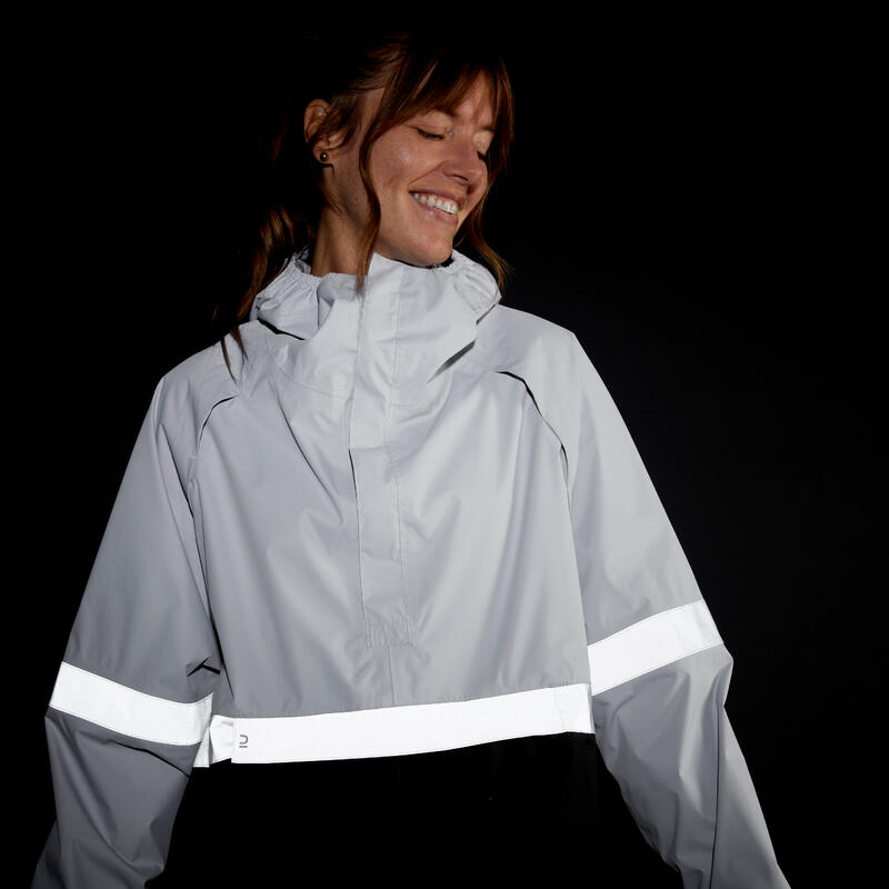 PONCHO PLUIE VISIBILITE NUIT VELO VILLE 540 NOIR GRIS