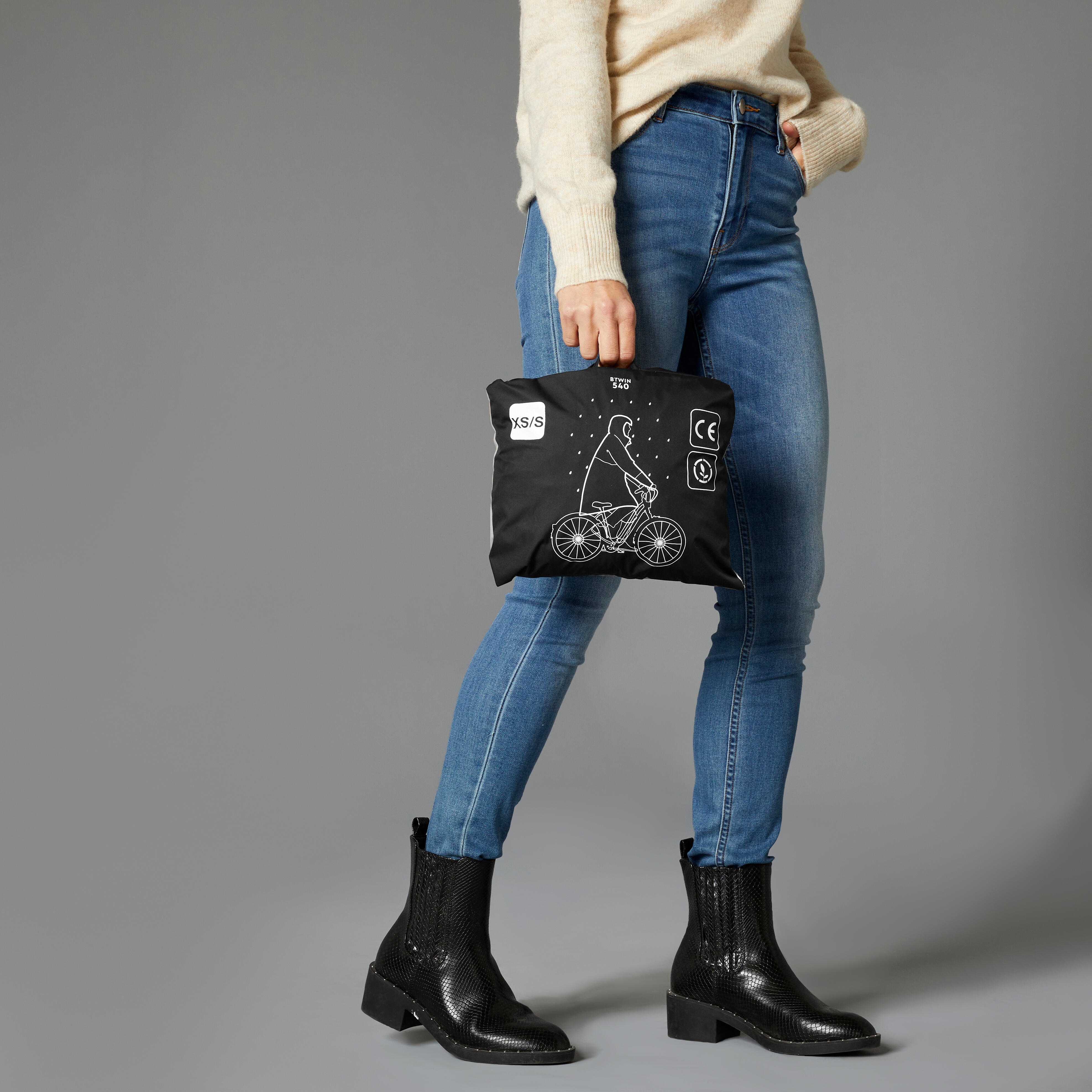 Poncho de vélo de ville imperméable visibilité de nuit, 540 - BTWIN