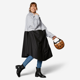 PONCHO PLUIE VISIBILITE NUIT VELO VILLE 540 NOIR GRIS