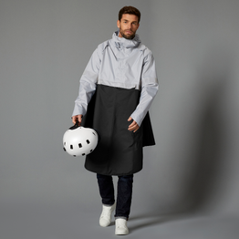 Poncho pluie visibilite nuit velo ville 540 noir gris