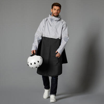 Poncho impemeabile bici città adulto 540 DPI riflettente verde militare-beige