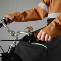 Night Visibility City Bike Rain Poncho 540 - Black/Camel