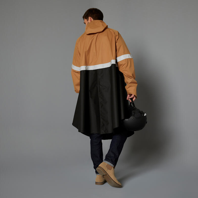 PONCHO PLUIE VISIBILITE NUIT VELO VILLE 540 NOIR CAMEL