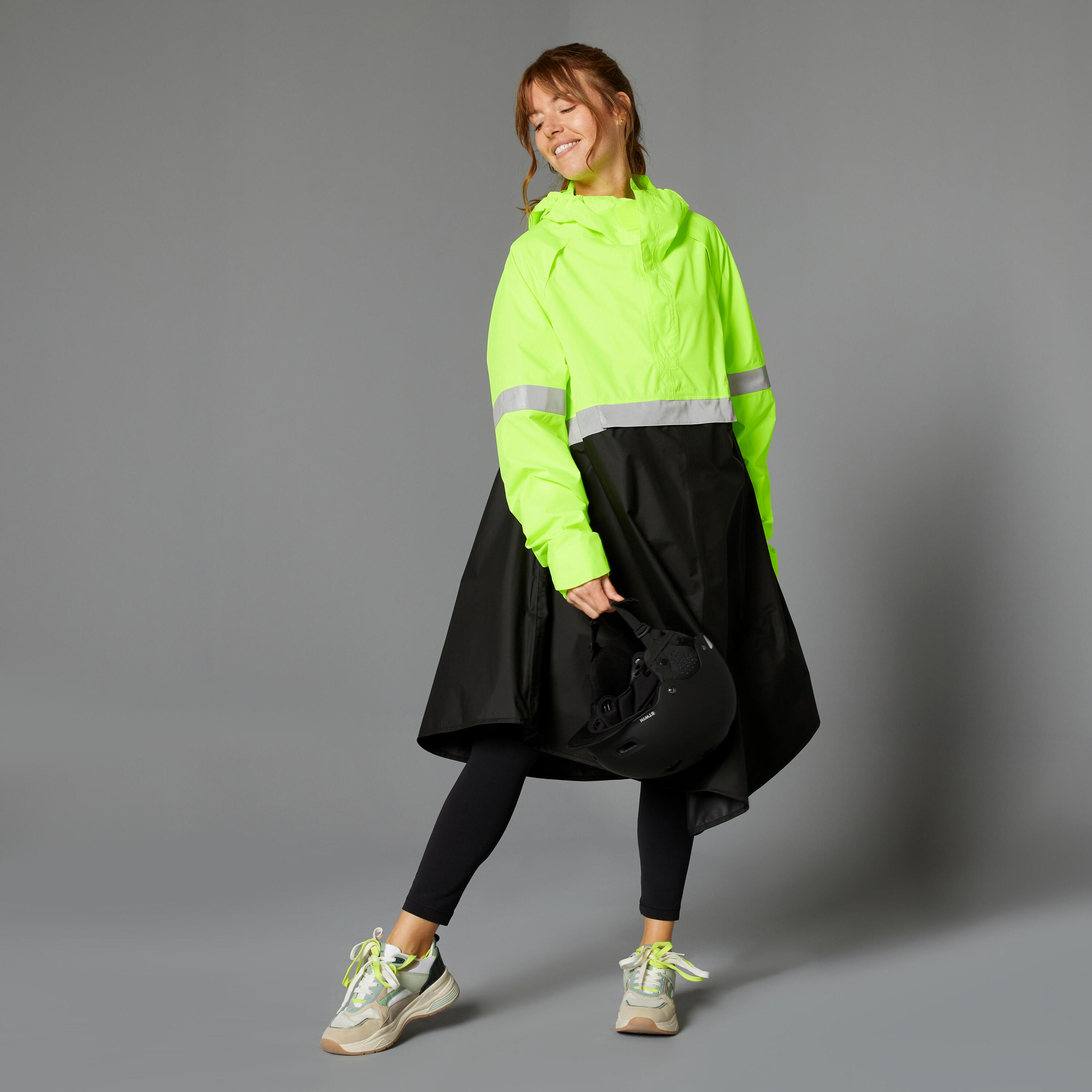 Daytime/Night-time Visibility Rain Poncho 560 - Black/Neon Yellow 2/14