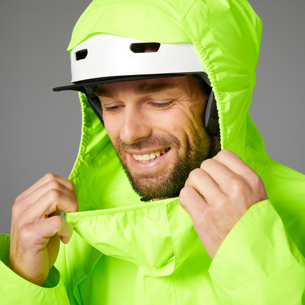 Daytime/Night-time Visibility Rain Poncho 560 - Black/Neon Yellow