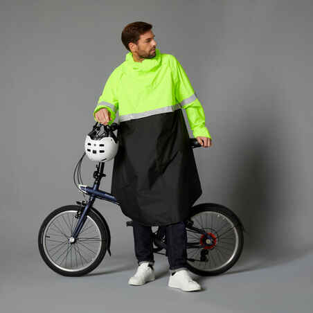 Daytime/Night-time Visibility Rain Poncho 560 - Black/Neon Yellow