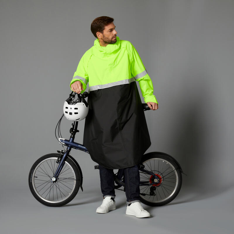 Poncho impermeabile ciclismo adulto 560 nero-giallo fluo