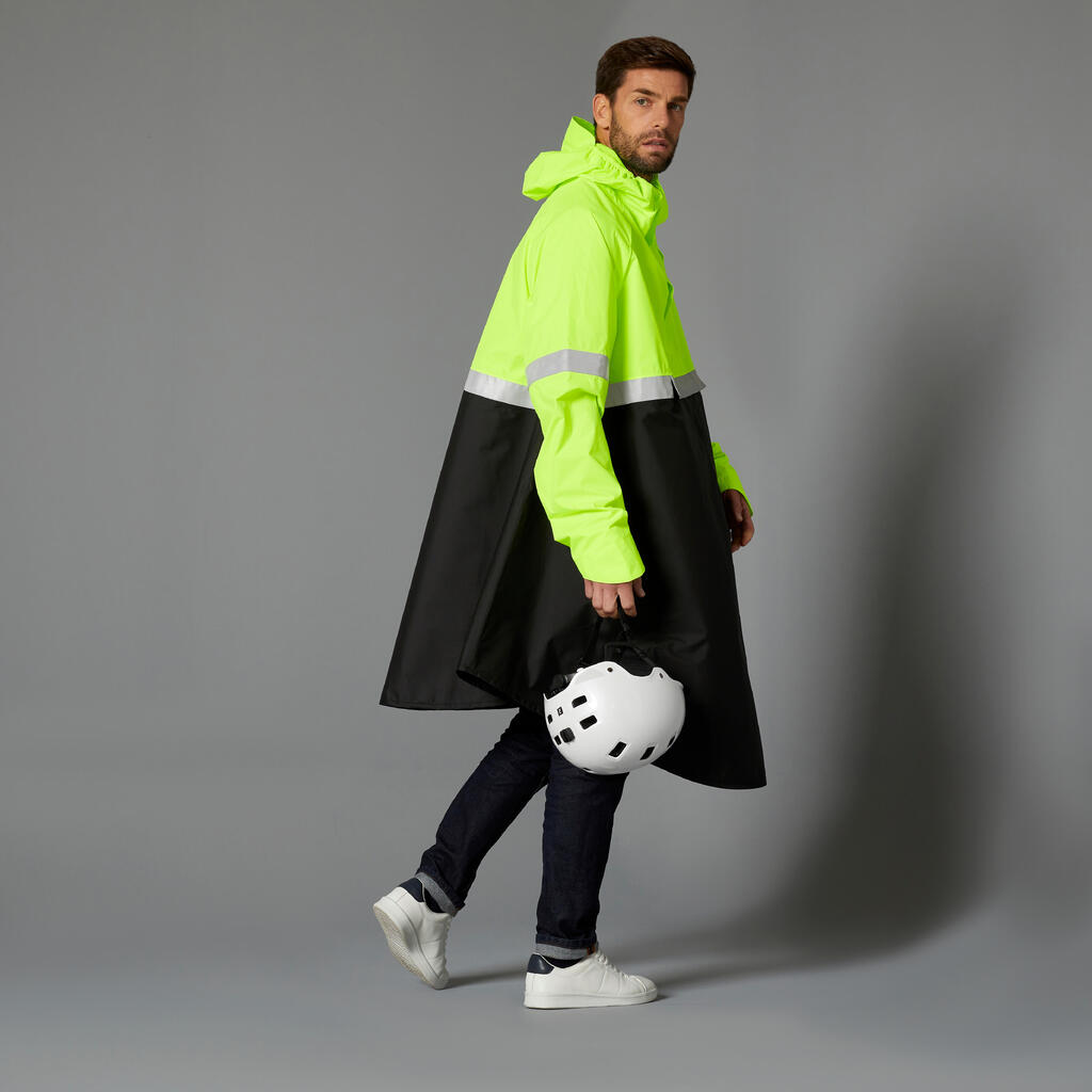 Daytime/Night-time Visibility Rain Poncho 560 - Black/Neon Yellow