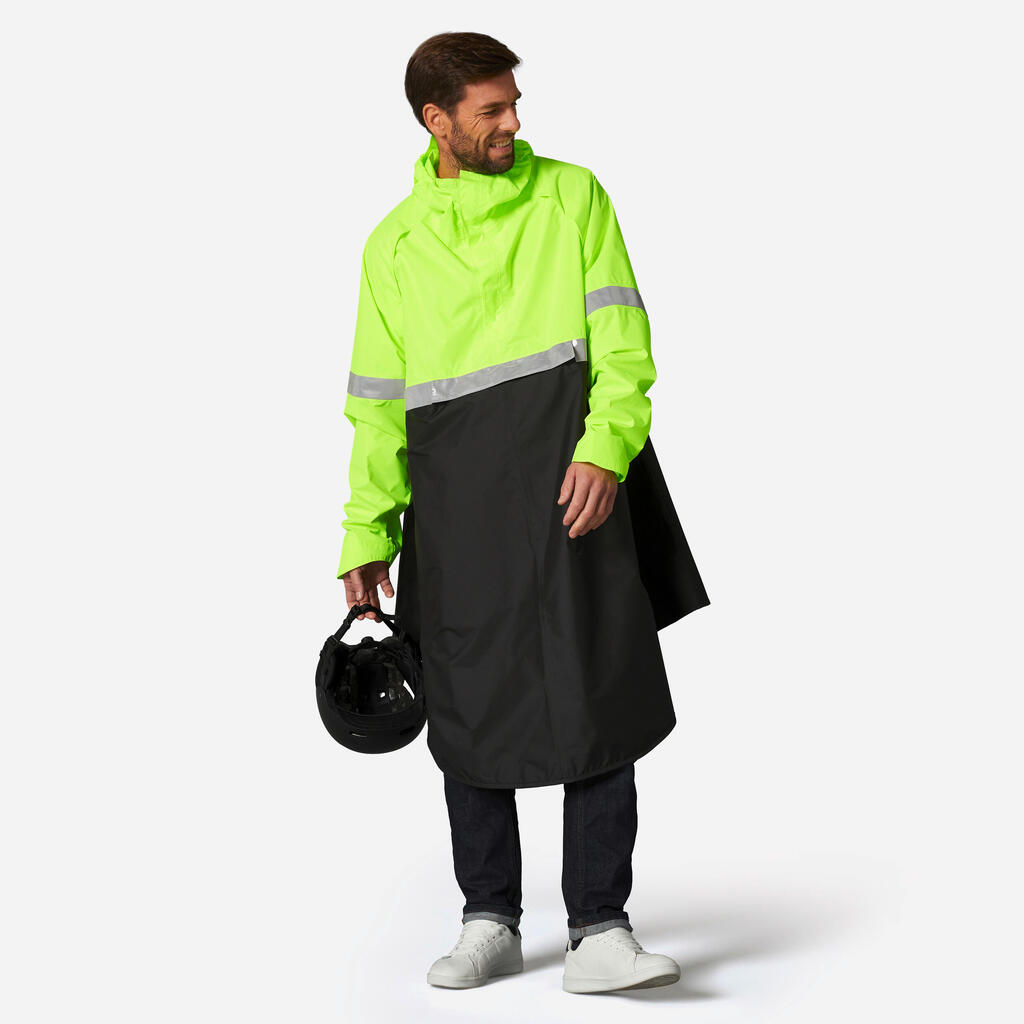 Daytime/Night-time Visibility Rain Poncho 560 - Black/Neon Yellow