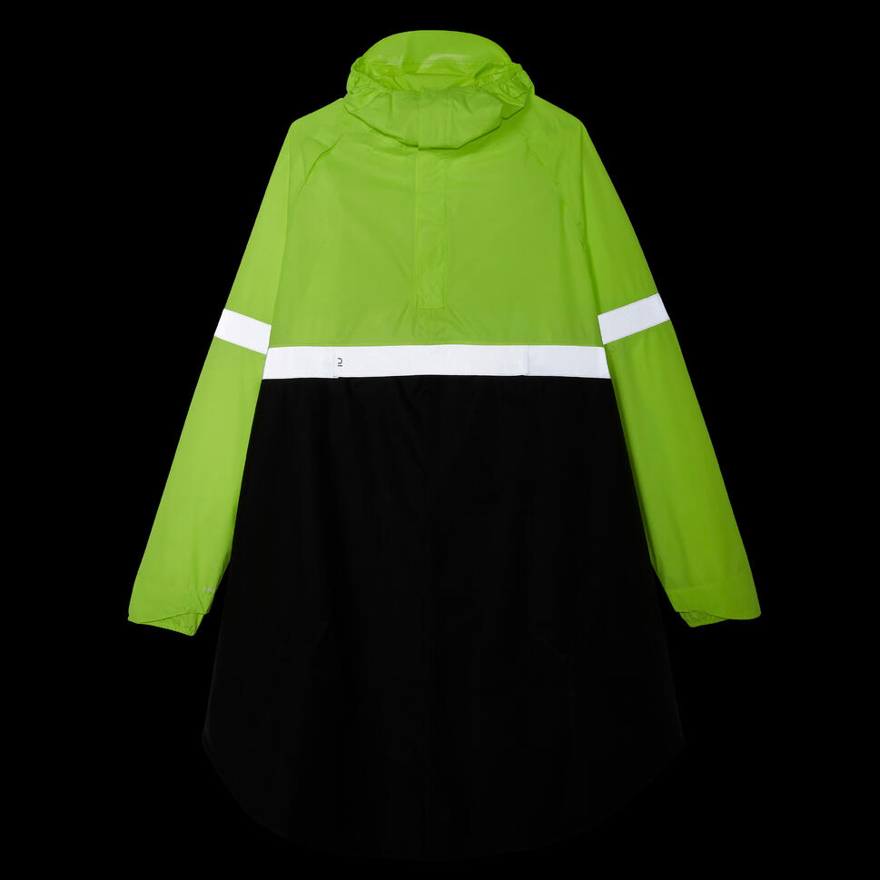 Daytime/Nighttime Visibility Rain Poncho 560 Black/Neon Yellow BTWIN Decathlon